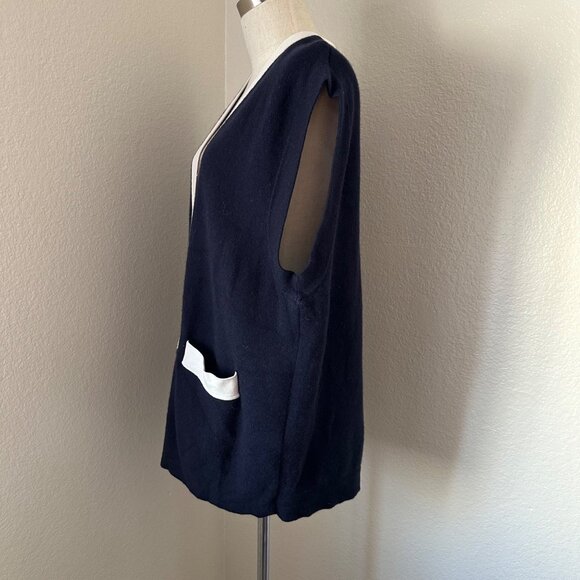 Sandro Wool Cashmere Cardigan Sleeveless Navy Blue Color Sz XL - Picture 4 of 9